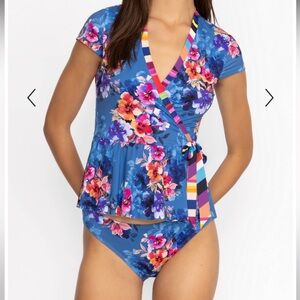 Johnny Was Summer Days Mix Wrap Tankini Top
